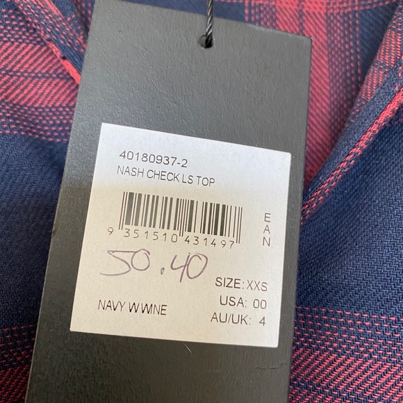 NWT The Fifth Label Nash Plaid Top Navy/Red XXS - Picture 5 of 10